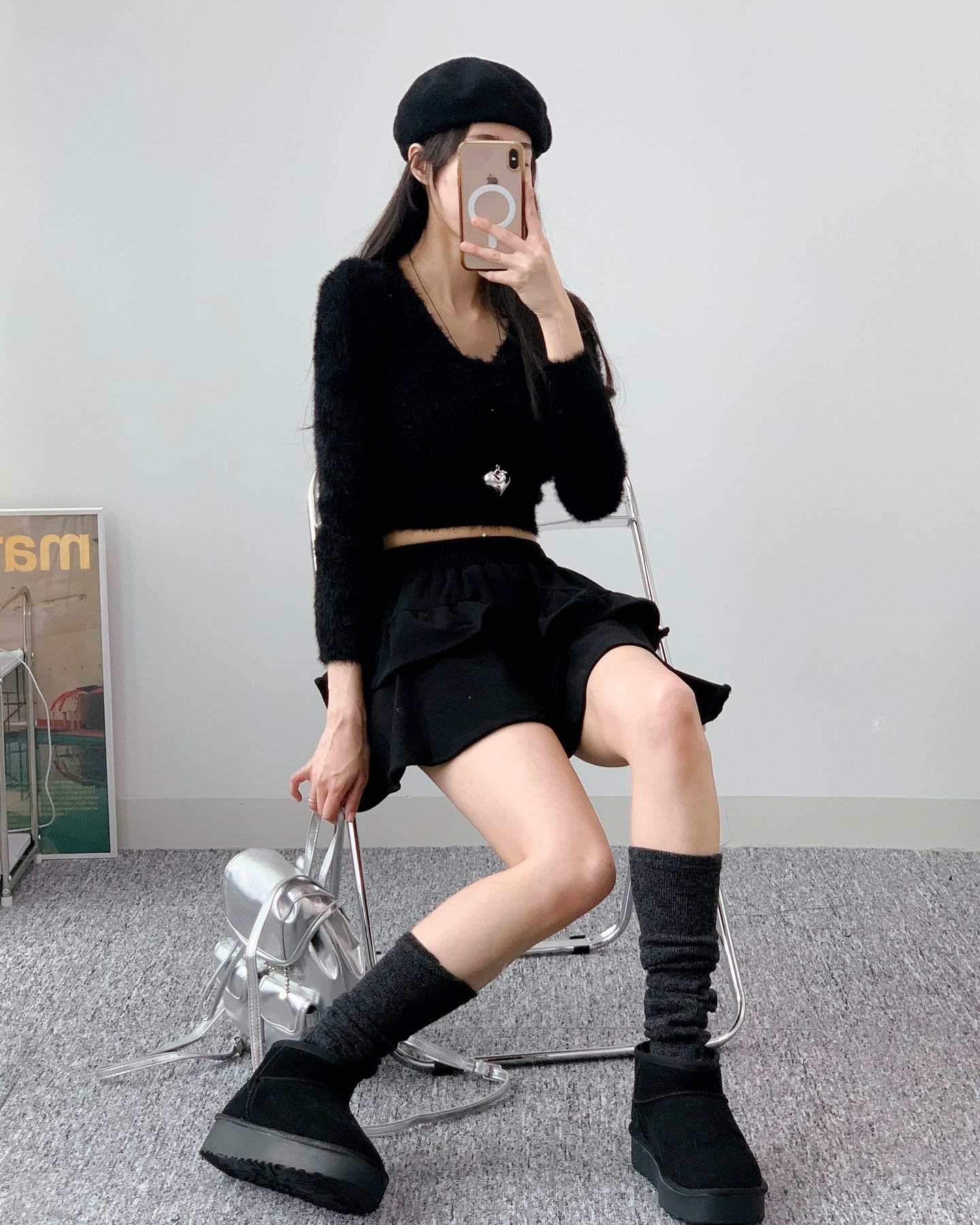 플레어스커트코디 고민 이제 끝! 블랙편